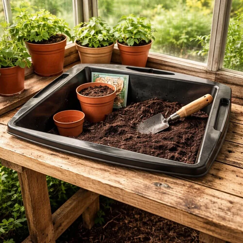 Black Garden Potting Tray