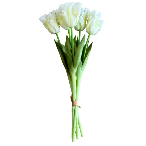 PARROT TULIP BOUQUET-5 WHITE 45CM