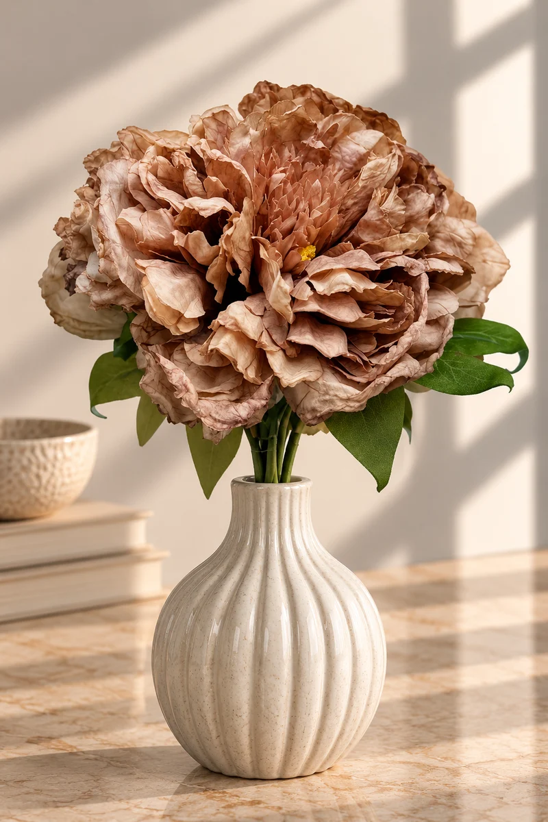 PEONY HYDRANGEA BUNDLE DRY BEIGE
