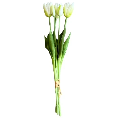POINTY TULIP BOUQUET-5 WHITE 45CM
