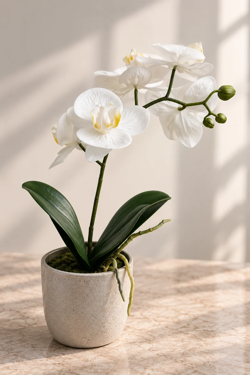 PHALAENOPSIS 2-STEM 38CM, WHITE