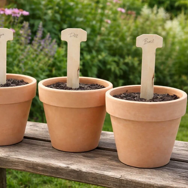 Wooden Plant Labels T Shape Pack of 20