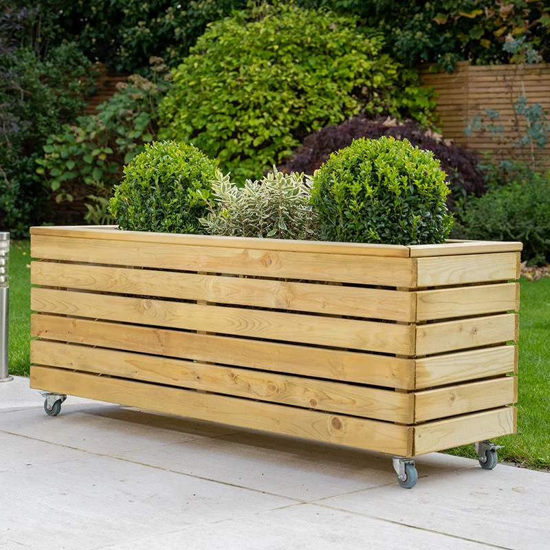 Forest Garden Long Planter With Wheels