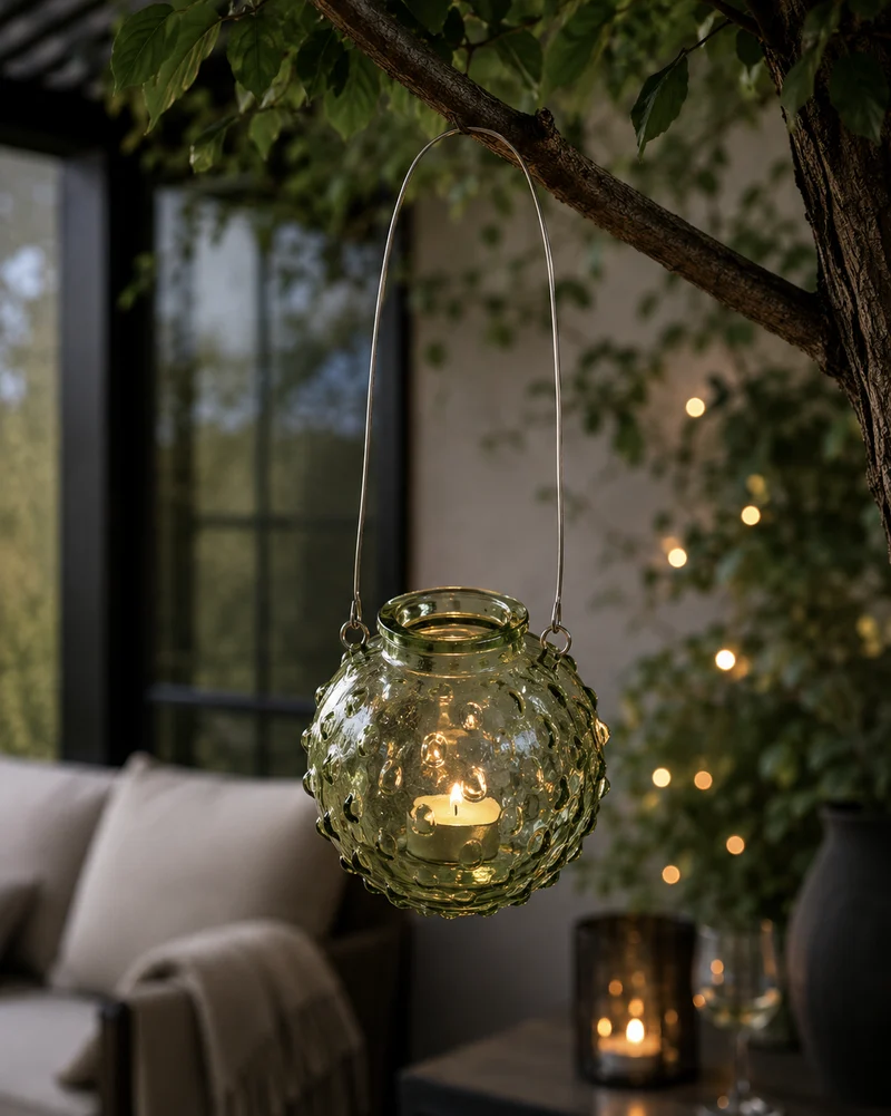Glasvas med handtag - Grön