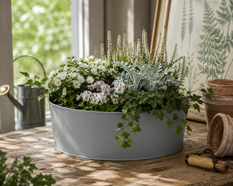 Planteringskruka Metall Grå D22cm