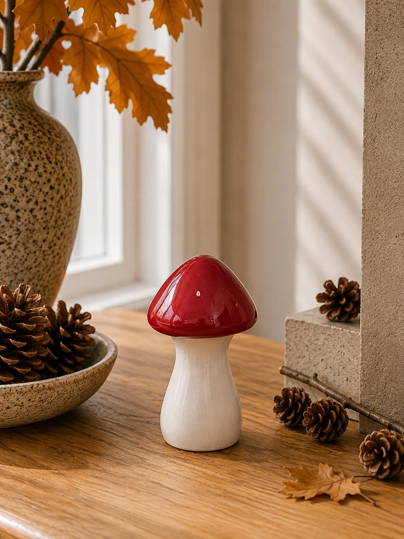 Keramiksvamp 'Happy' Röd H6cm
