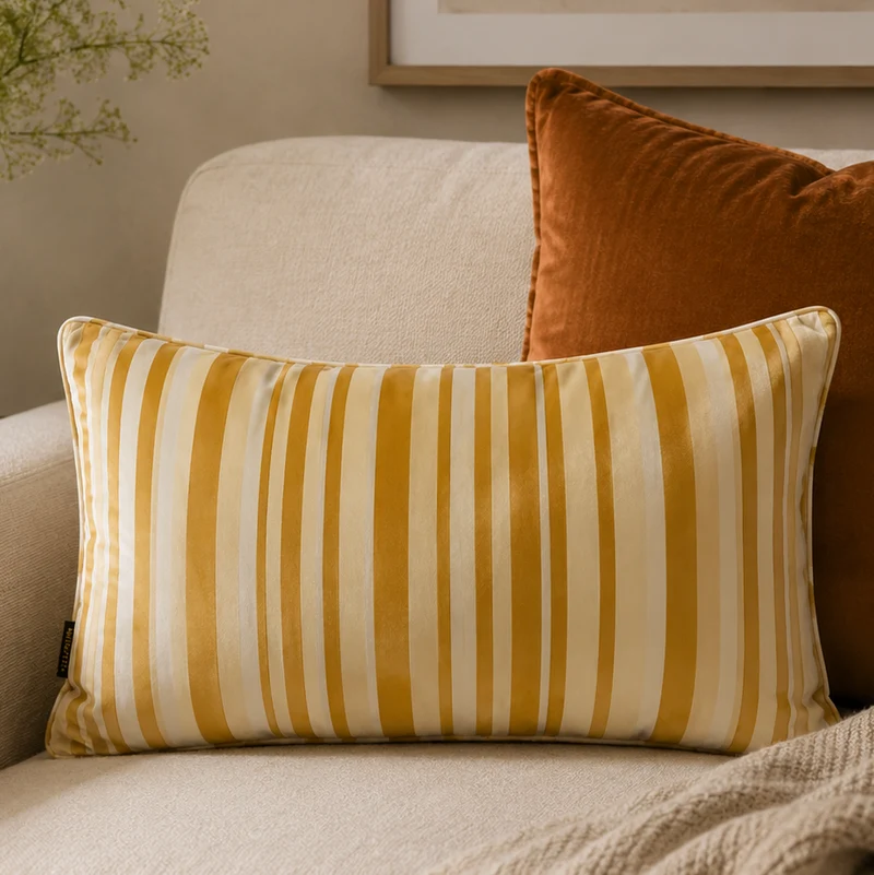 Kuddfodral 'Golden Striped' 30x50cm