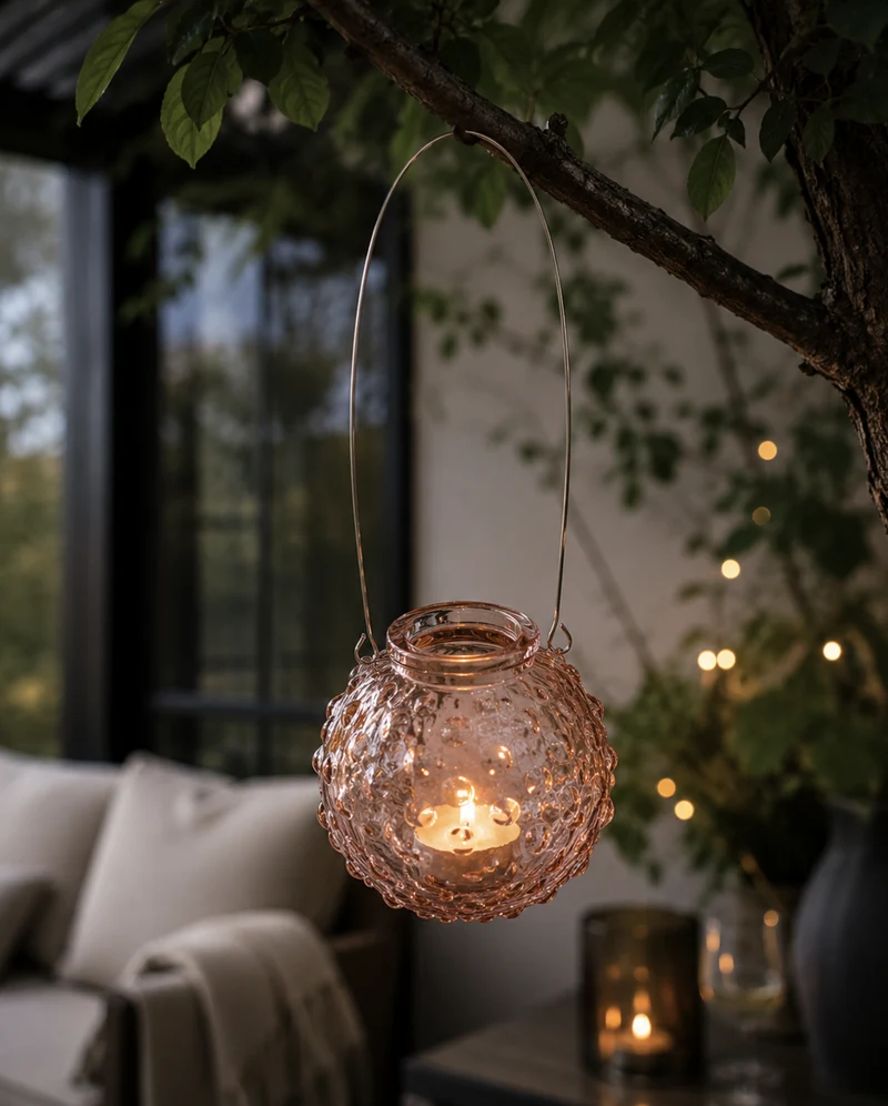 Glasvas med handtag - Rosa