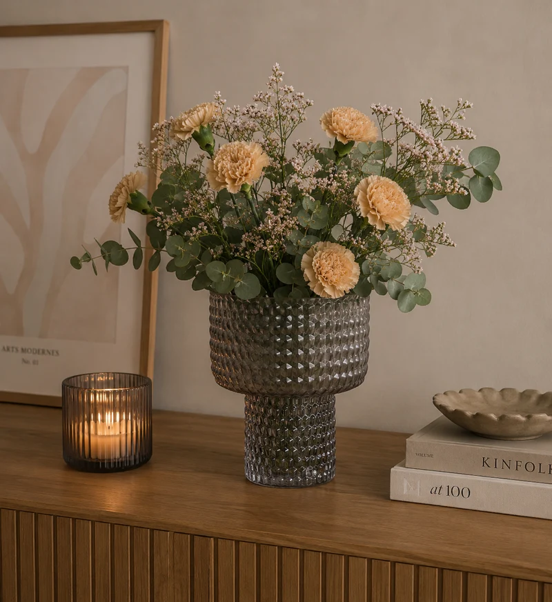 Glasvas 'Low Diamond' Grå