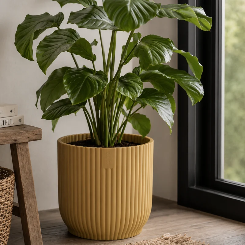 Vibes 'Fold Round' Ytterkruka med hjul, 35cm - Butter Yellow