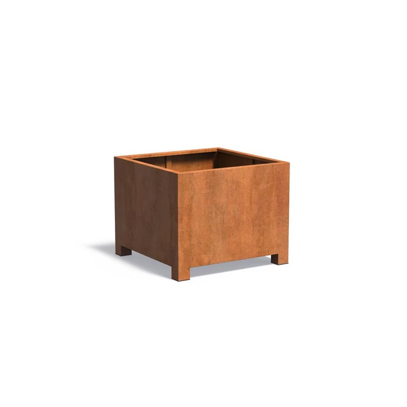Planteringskärl med ben i kortenstål 2 mm CAP5.1 1000x1000x800 mm