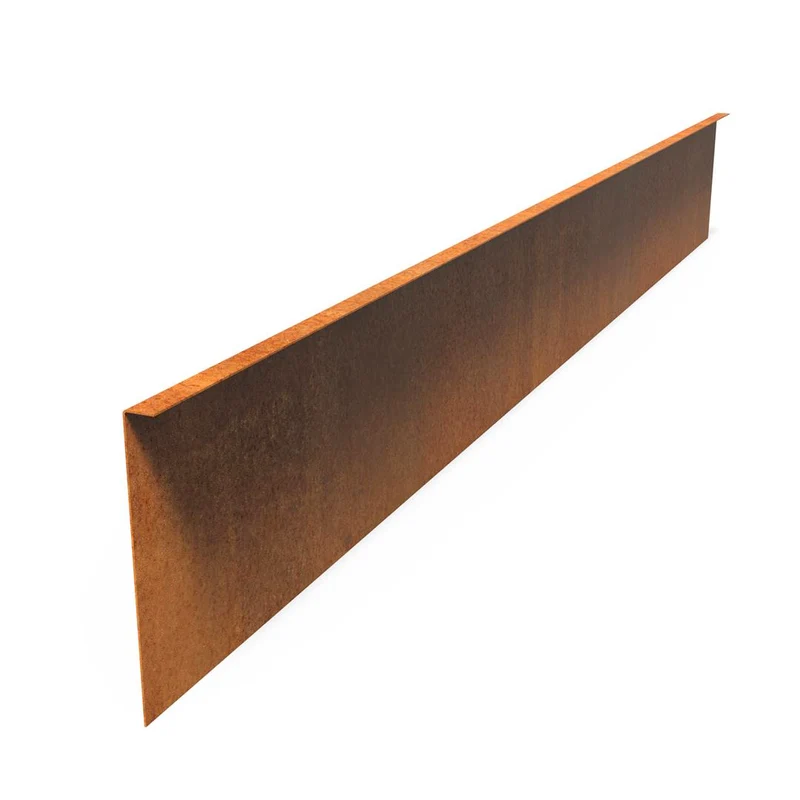 Kantstöd Cortenstål 2 mm med bockad ovankant 2300x290 mm