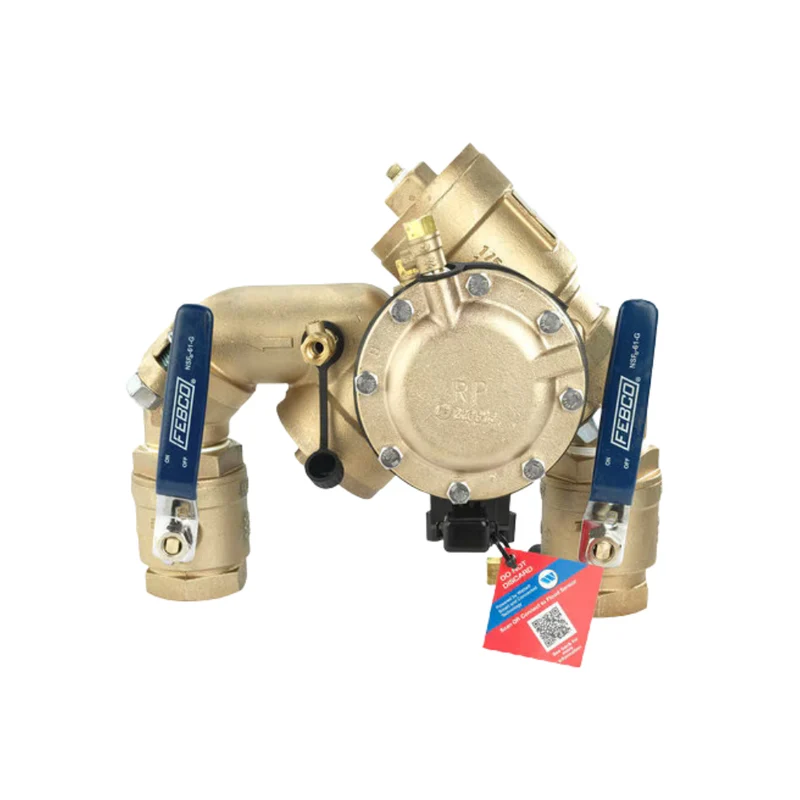 FEBCO 825YA 2 in. Angle Reduced Pressure Zone Assembly, Bronze, Ball Valves, Flood Sensor Ready