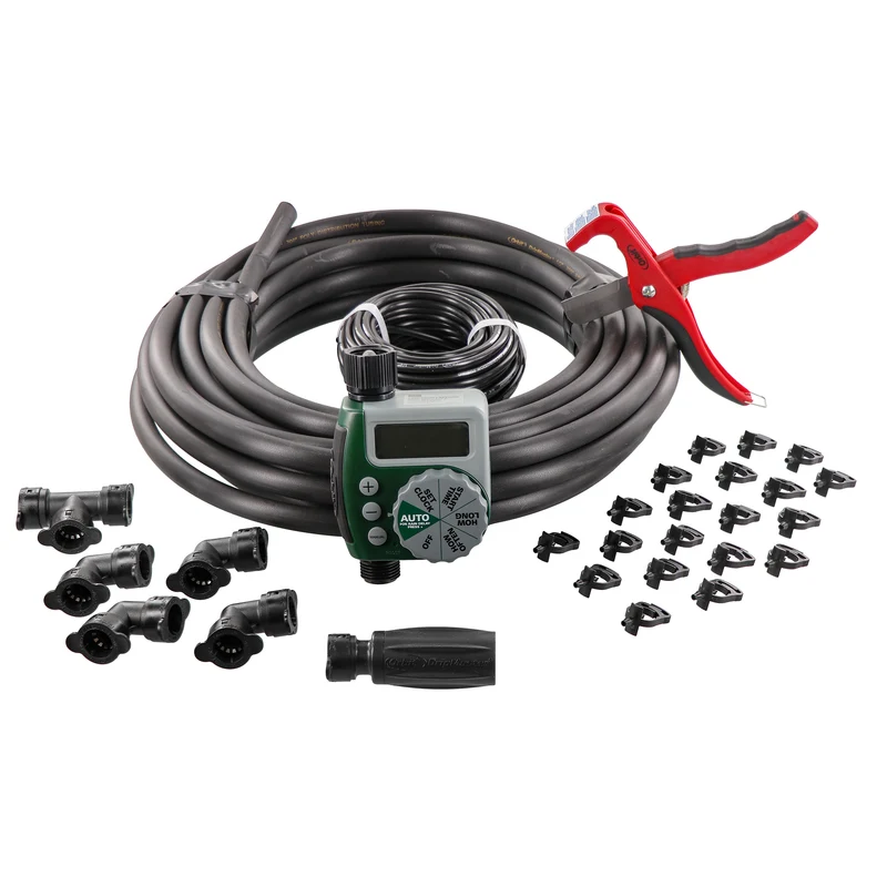 Garden Box Drip Irrigation Watering Kit with 1-Outlet Digital Hose Faucet Timer 61014