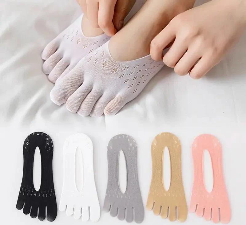 Osynliga Sommarsockor med Halkskydd (5-pack)