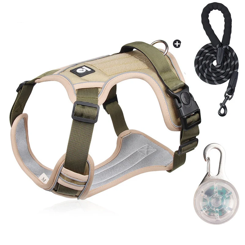 Antidrag-sele med Koppel & LED-halsband – Ergonomisk, Reflex & Perfekt för Nattpromenader