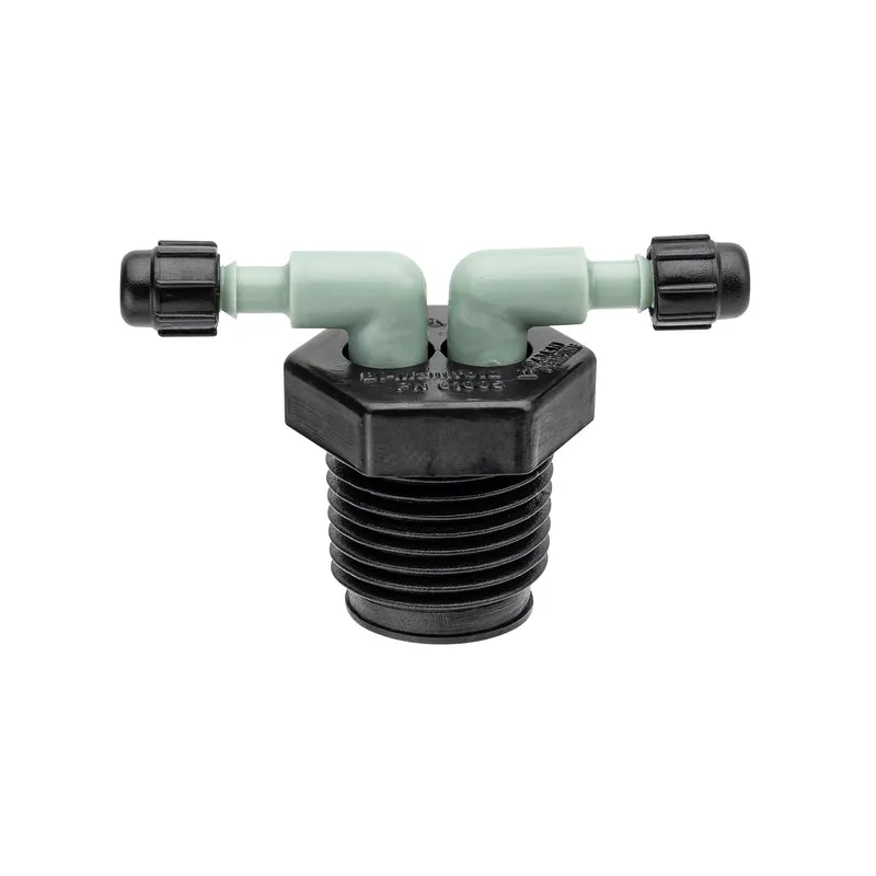 1/2" MPT x 1/4" Barb 2-Port Full Flow Drip Manifold 67035