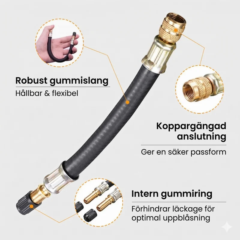Flexibel Ventilförlängare för Däck – För Husbil, Lastbil, MC & Elsparkcykel 3-Pack (Köp 1, få 2 gratis!)