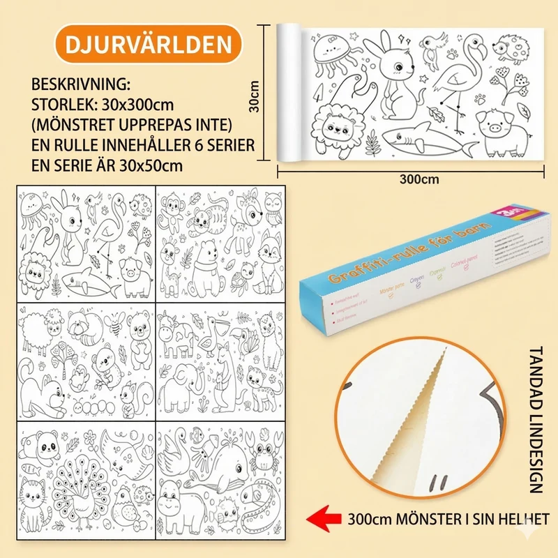 SkärmFri Magi™Målartejp / Ritbordsrulle för Barn (3 Meter) – Skärmfri Kreativ Lek