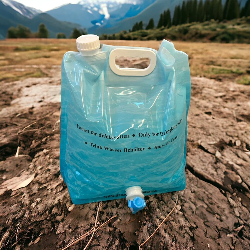 Hopvikbar vattendunk / vattenpåse 10 liter – nödvattenförvaring med tappkran - 80 st.