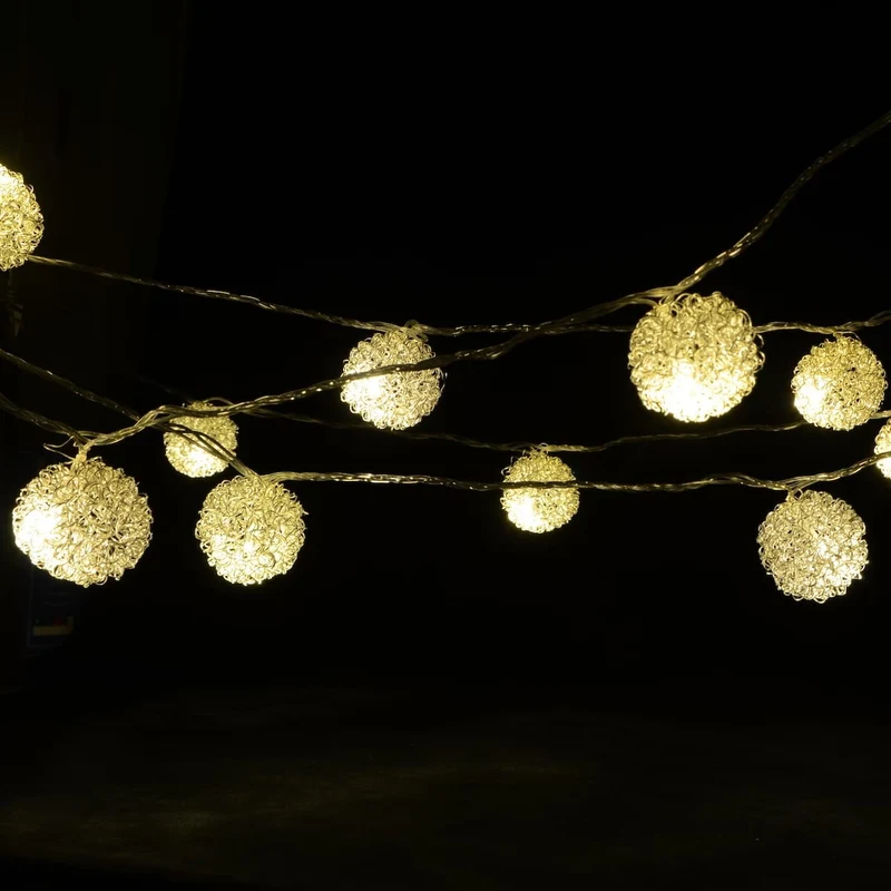LED-ljusslinga med 20 dekorativa kulor – guld (3 meter)