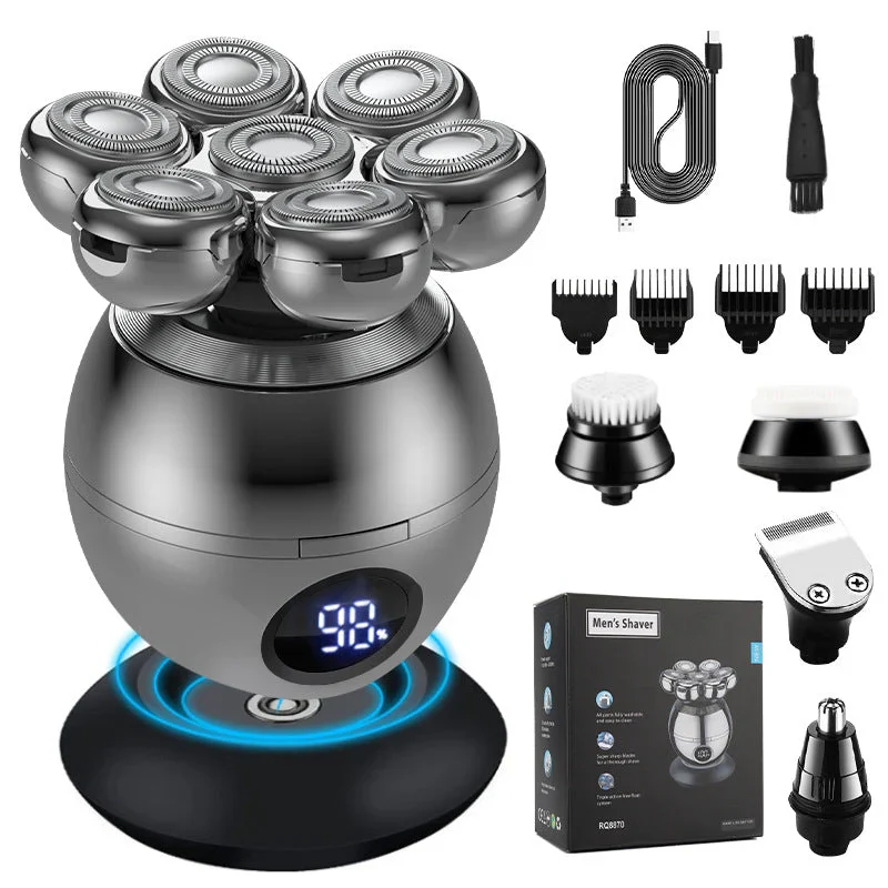 Vexton™ Pro 7D Roterande Shaver Set 5-i-1 – Sladdlös Rakapparat för Våt- och Torrakning