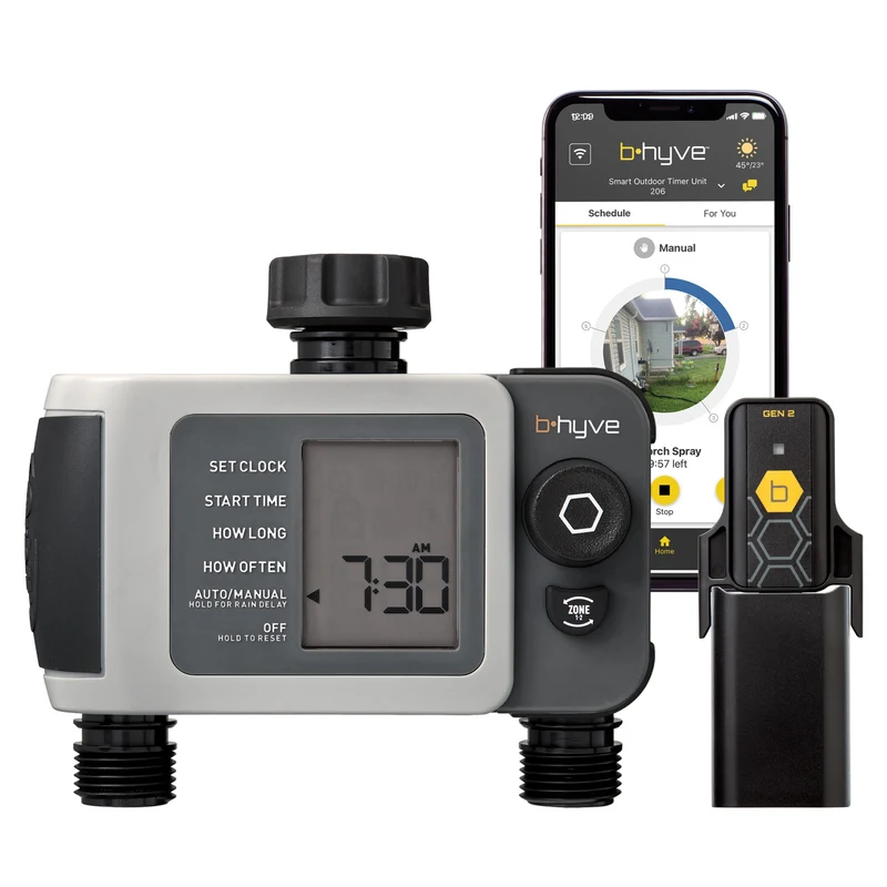 B-hyve XD 2-Outlet Smart Hose Faucet Sprinkler Timer with B-hyve Smart Gen 2 Hub | 24637