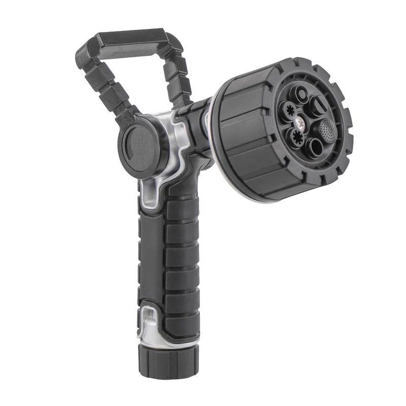 6-Pattern Oversize Multi Pattern Nozzle with Firehose Handle and Integrated Swivel 26658