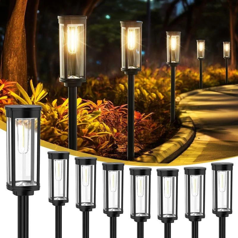 Solcellsdriven Trädgårdslampa med Glödtrådsdesign – Vattentät Belysning för Gångväg och Gräsmatta