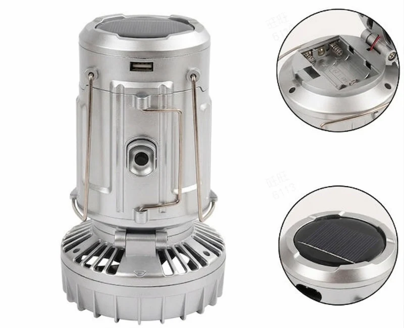 Bärbar LED-Campinglampa med Fläkt
