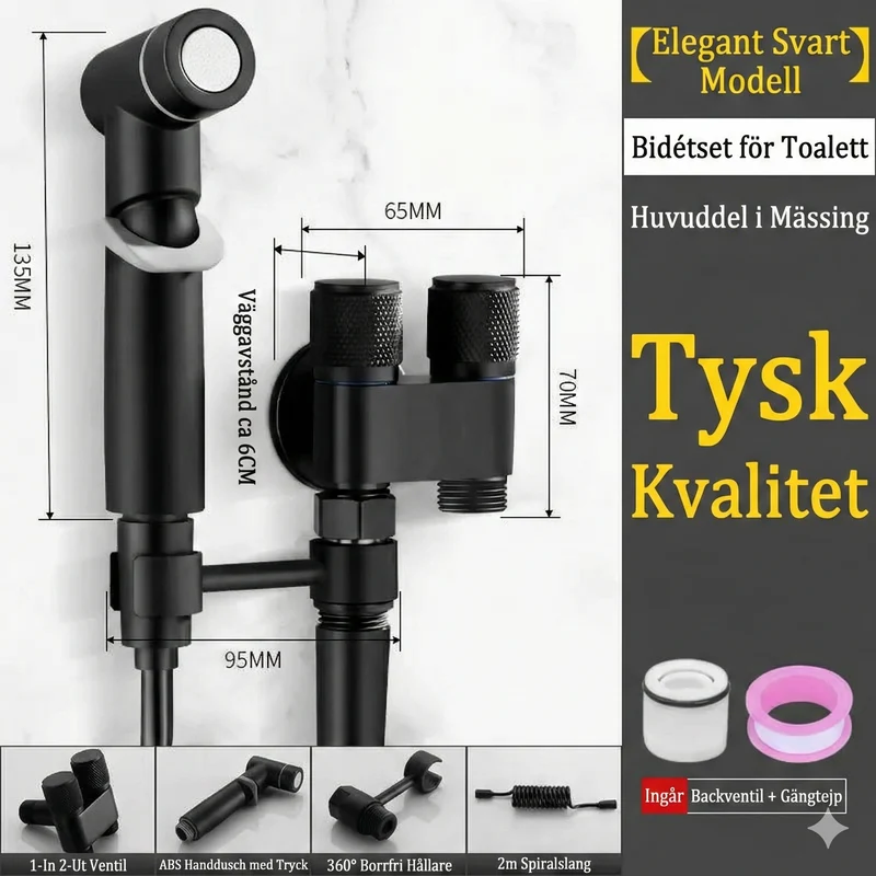 PureStream Nordic Bidédusch Set i Rostfritt Stål