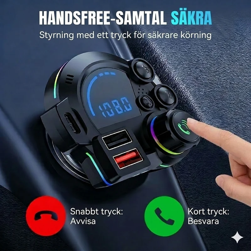 Universell Bluetooth FM-Sändare med Dubbla USB-Portar