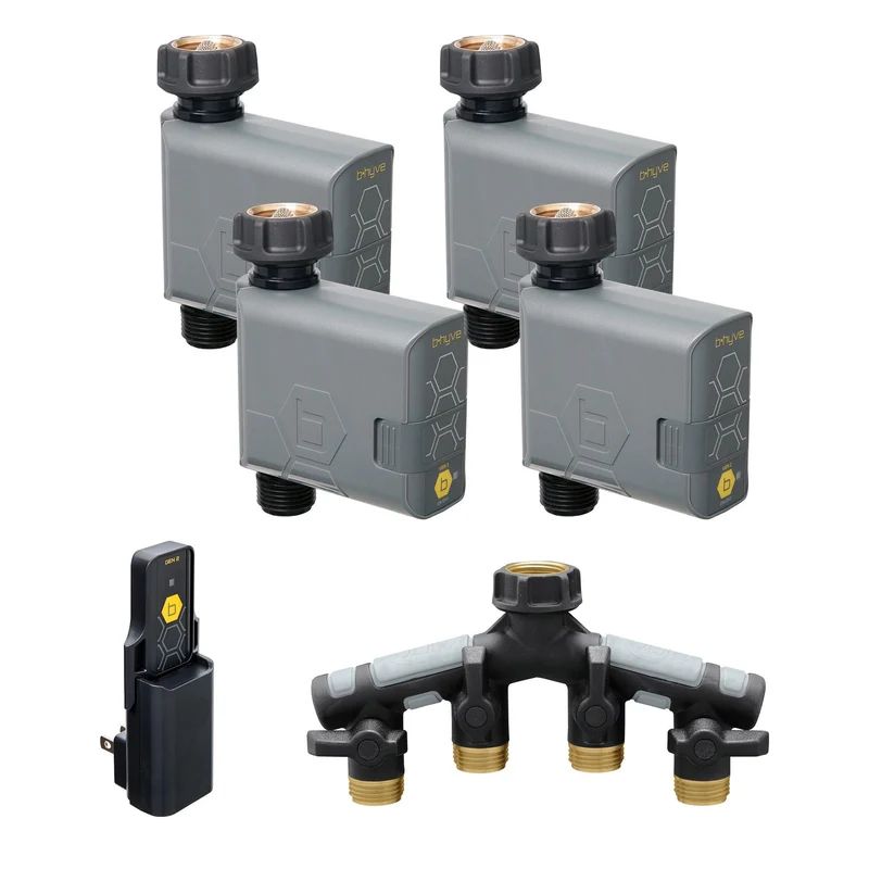 Gen 2 B-hyve Smart Hose Watering Timer Bundle 4-pack w/Hub & Manifold 21207