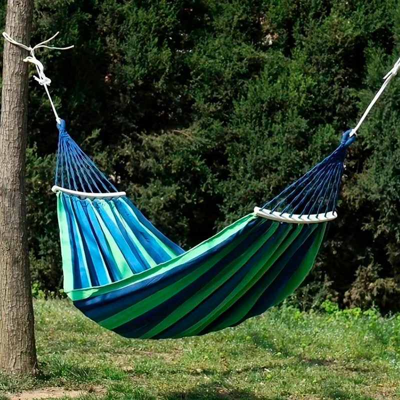 Lyxig Hängmatta - Blå Randig Camping Hängmatta