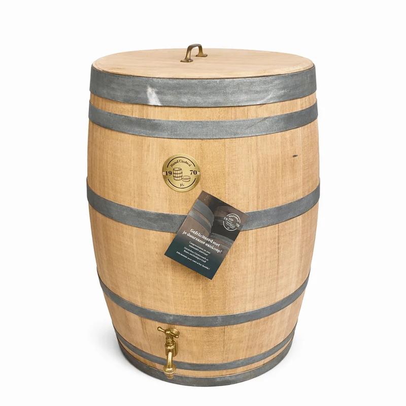 Regntunna i ek med lock, 225 liter