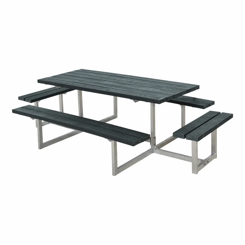 Basic bord-/bænkesæt med 2 påbygninger - 260 cm - ReTex - Grå