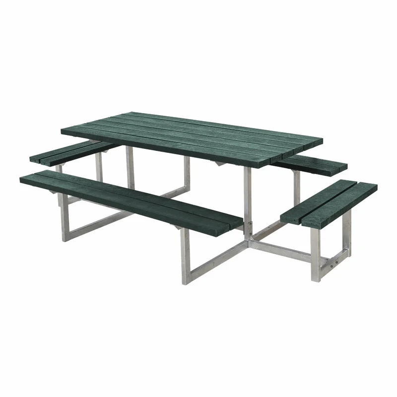 Basic bord-/bænkesæt med 2 påbygninger - 260 cm - ReTex - Grøn