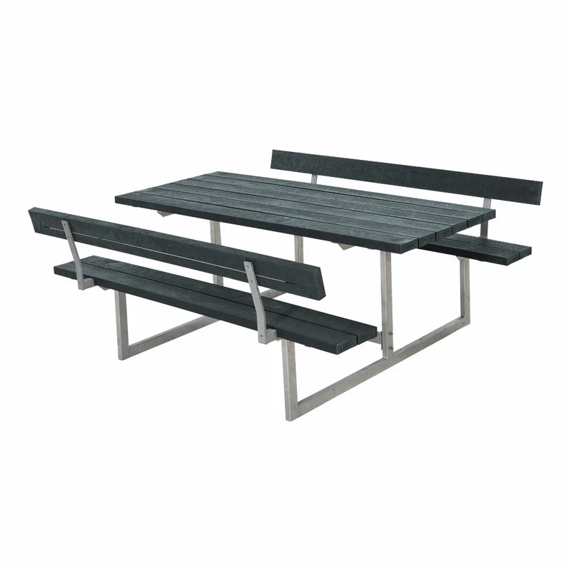 Basic bord-/bænkesæt med 2 ryglæn - 177 cm - ReTex - Grå