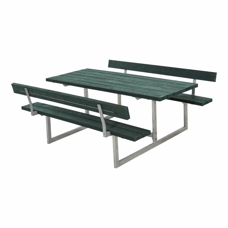 Basic bord-/bænkesæt med 2 ryglæn - 177 cm - ReTex - Grøn