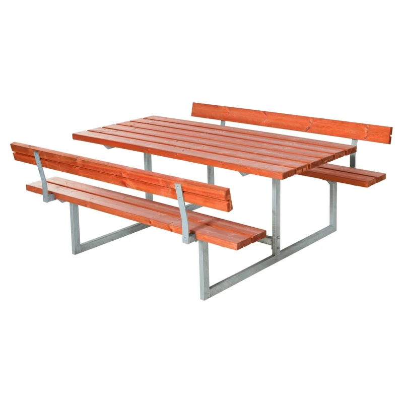 Basic bord-/bænkesæt med 2 ryglæn - 177 cm - Grundmalet teak