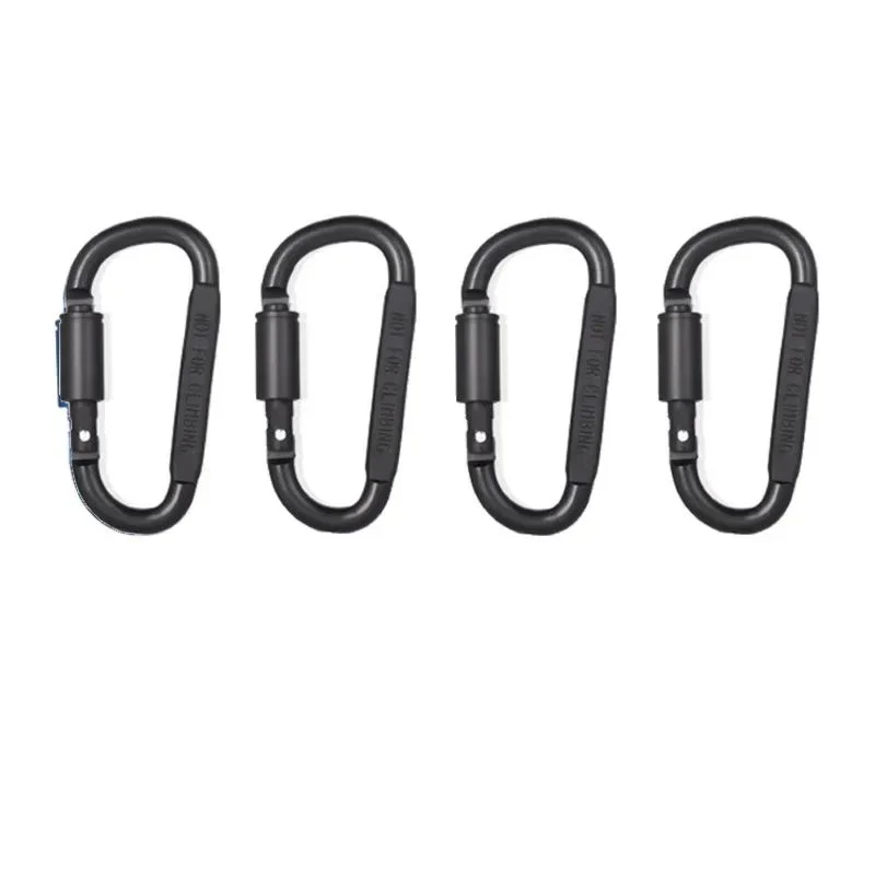 4-pack svarta karbinhakar med lås