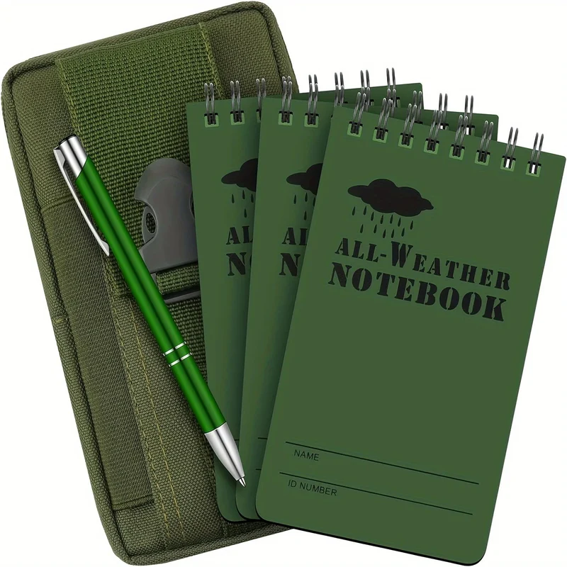 Vattentät anteckningsbok + metallpenna, 5-pack
