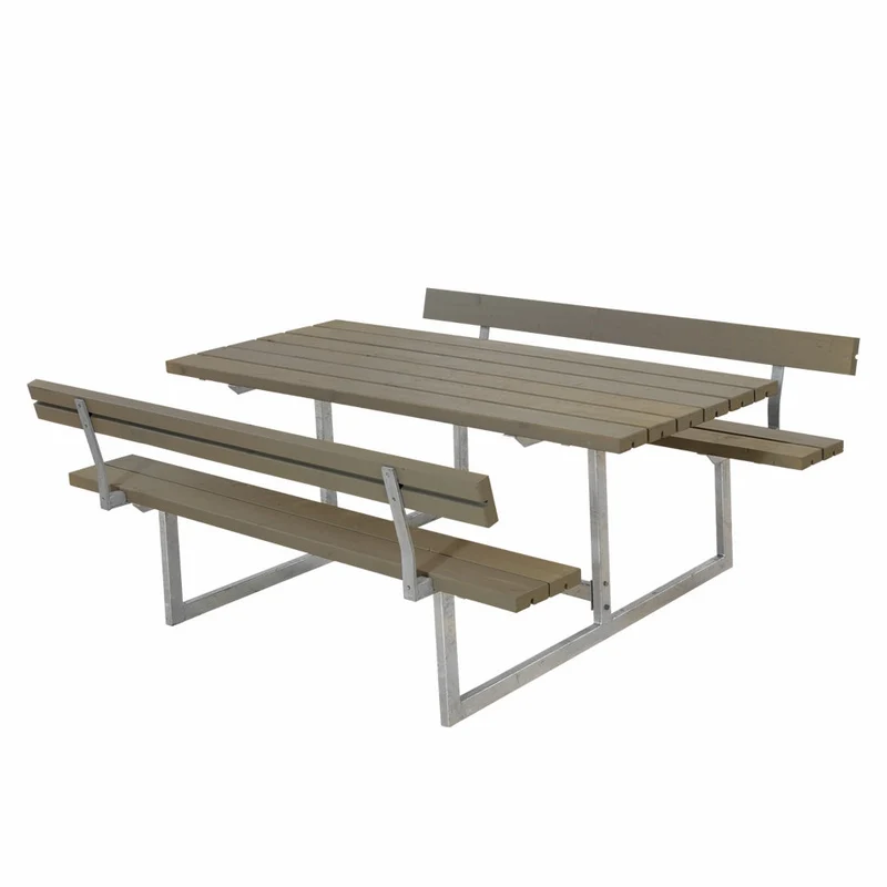 Basic bord-/bænkesæt med 2 ryglæn - 177 cm - gråbrun