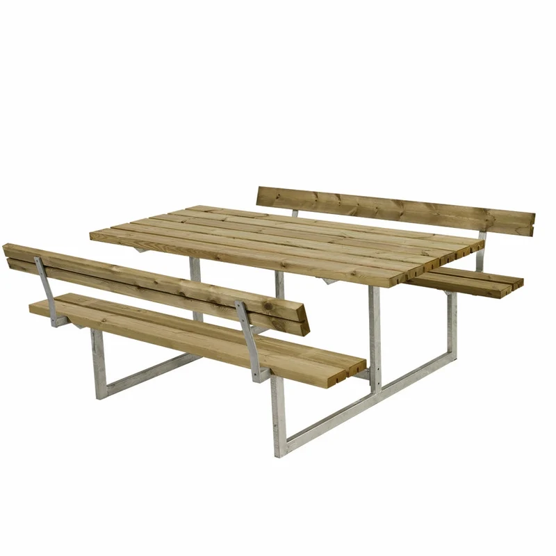 Basic bord-/bænkesæt med 2 ryglæn - 177 cm - trykimprægneret
