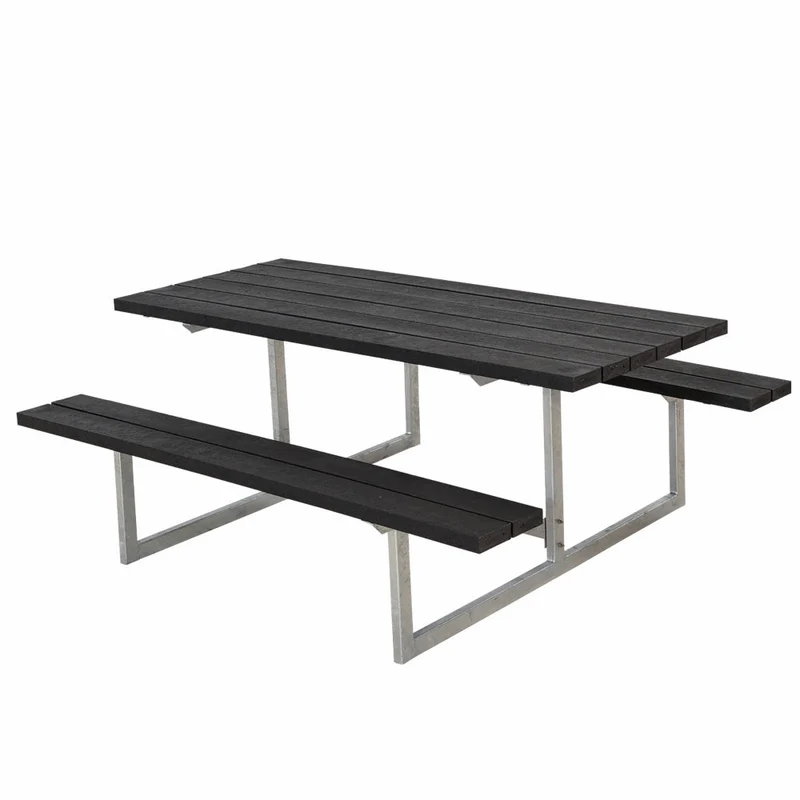 Basic bord-/bænkesæt - 177 cm - RePlast - sort
