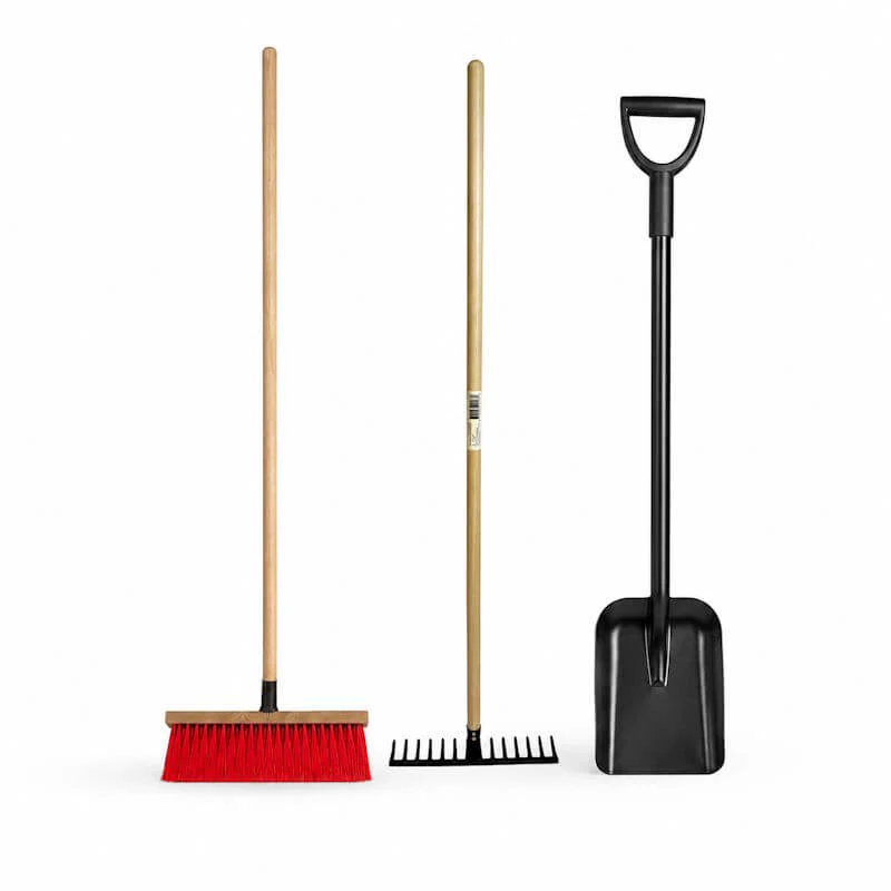 Trädgårdsset - Spade, borste och kratta