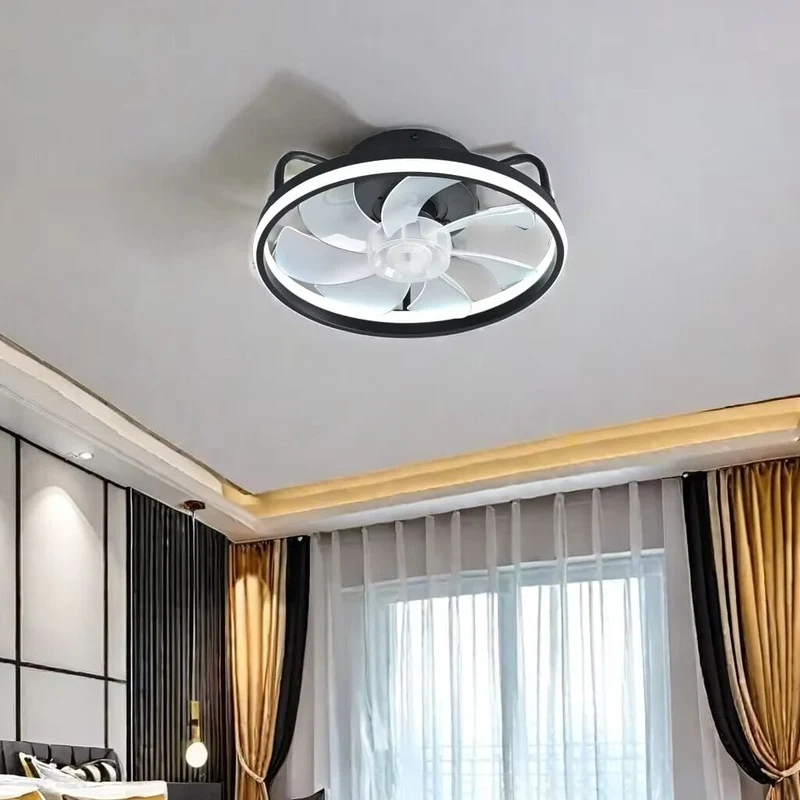 55W Takfläkt med LED-Belysning – Modern Design för Hem och Sovrum