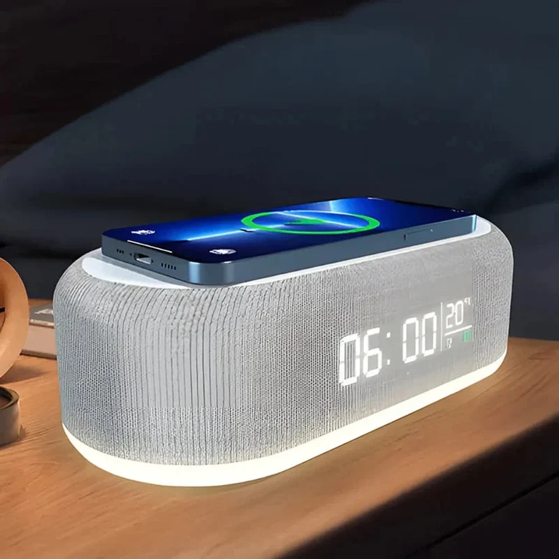 Digital Väckarklocka med Trådlös laddning av mobilen