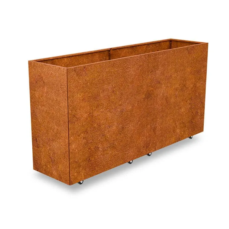 THOR Planteringslåda på hjul 160 x 40 x 80 - Cortenstål