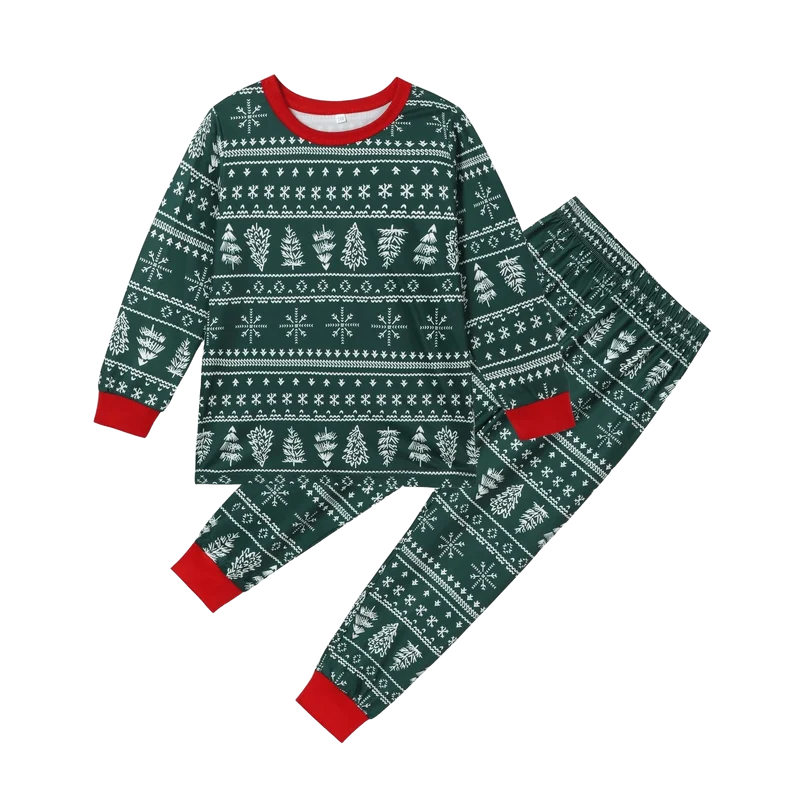 Matchande julpyjamas för hela familjen - Grönt